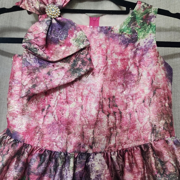 Rare Editions Big Bow Shoulder Fancy Party Dress Puffy Pastel  - Girls Size 6X. - Picture 3 of 9